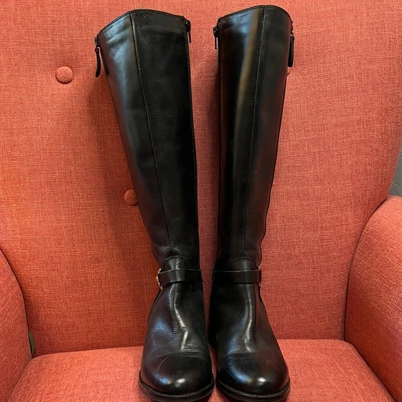 CARVELA BLACK‎ LEATHER RIDING BOOTS - Picture 3 of 10